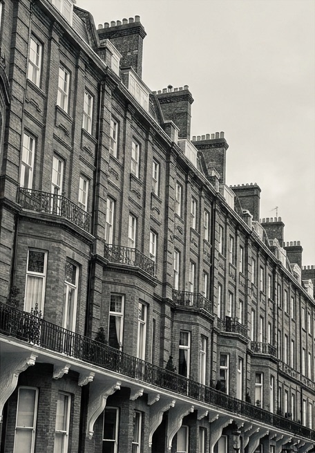 Period terrace with iron balconies